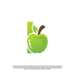 Letter I logo design with fruit template fresh logo Premium Vector
