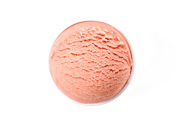 Strawberry ice cream ball isolated on white background