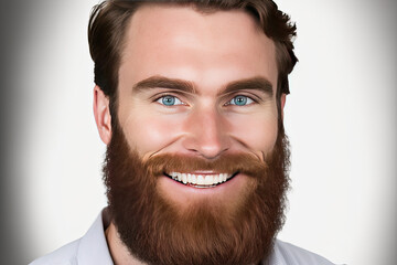 Fototapeta premium portrait of a smiling, bearded man with blue eyes