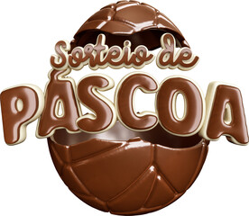 Easter raffle label in brazilian portuguese in 3d render realistic