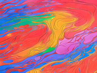 Fototapeta na wymiar Generative AI illustration of a colorful rainbow background, bold streaks of bright paint, fantastic paint transitions on canvas.