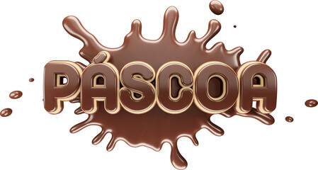 Easter Label in Brazilian Portuguese in 3d render realistic