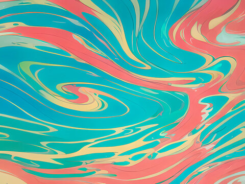 Generative AI, ornate multi-colored paint streaks, acrylic ink soft streaks in the style of marbling and ebru