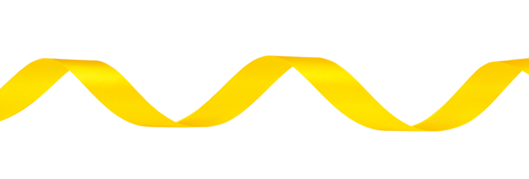 Bright yellow silk ribbon isolated on white