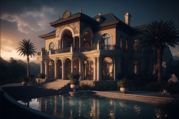 Fototapeta premium Luxury Villa, High Class Real Estate, Rich House, Generative ai