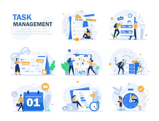Task management tool flat illustration concept,Task list and deadlines. Effective planning