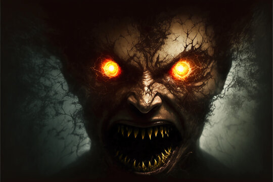 Scary face of a supernatural being. Monter, ghost. Generative AI.