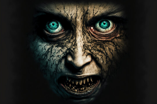 Scary face of a supernatural being. Monter, ghost. Generative AI.