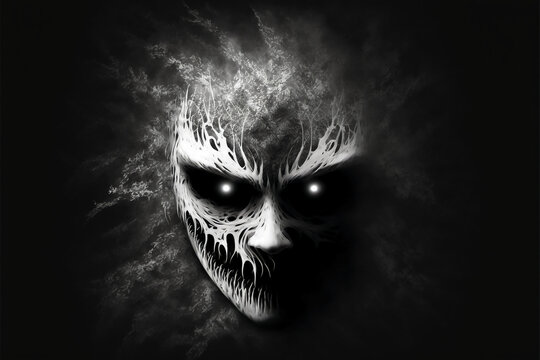 Scary face of a supernatural being. Monter, ghost. Generative AI.