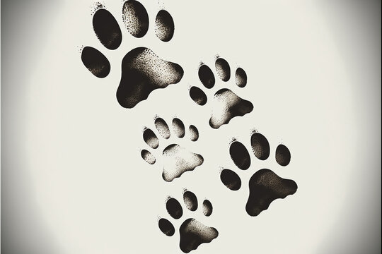 Dog paw print clipart, vector illustration. Generative AI.