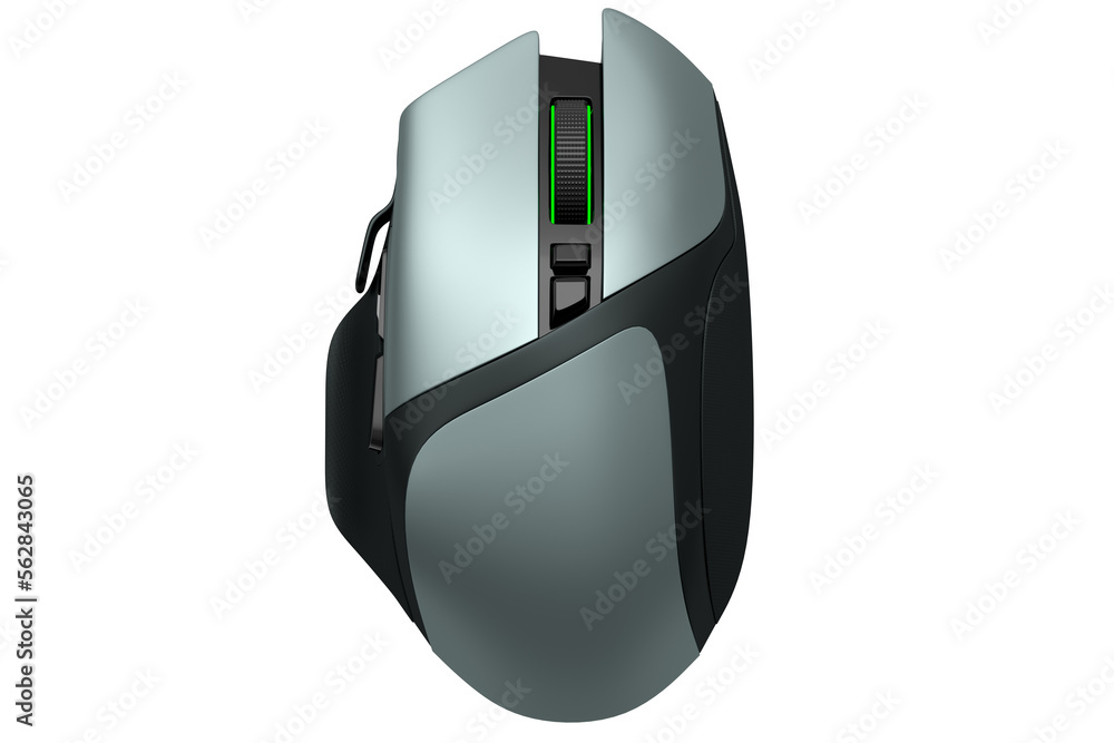 Poster modern wireless gaming computer mouse isolated on white background