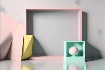 Minimalist mockup , plastel wall, product platform, stage mockup, pastel colors pannel, Frame , 3d minimalistic