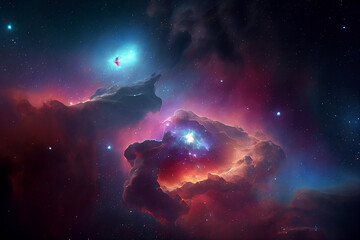 Obraz na płótnie Canvas space background with nebula and stars environment map. Illustration Generative AI
