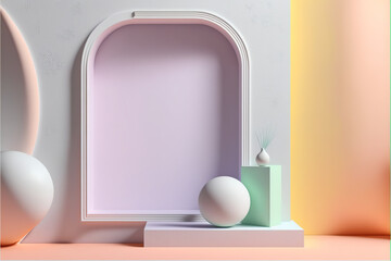 Minimalist mockup , plastel wall, product platform, stage mockup, pastel colors pannel, Frame , 3d minimalistic