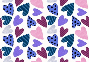 Valentines hearts seamless cartoon pattern for wrapping and kids clothes print and fabrics and gift box