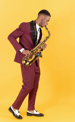 Black man playing saxophone