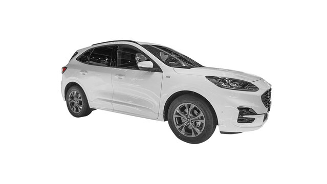 new FORD KUGA car isolated on white background, photo of white ford car PNG transparent