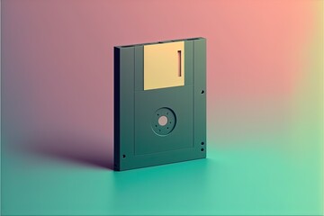 Old computer floppy disk, retro 80s, background. Generative AI