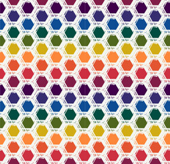 Honeycomb seamless pattern. Repeated hexagon motif texture. Paint brush classic geometric print. Freehand design background. Handdrawn modern geo ornament