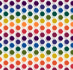 Honeycomb seamless pattern. Repeated hexagon motif texture. Paint brush classic geometric print. Freehand design background. Handdrawn modern geo ornament