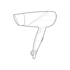 hair dryer line art vector hand drawing, isolated, vector for coloring book.