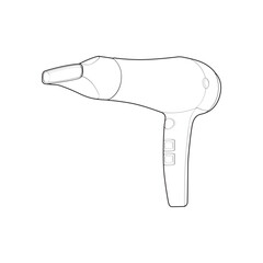 hair dryer line art vector hand drawing, isolated, vector for coloring book.