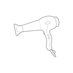 hair dryer line art vector hand drawing, isolated, vector for coloring book.