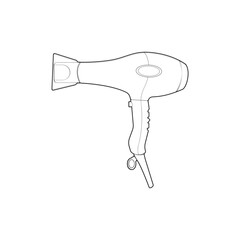 hair dryer line art vector hand drawing, isolated, vector for coloring book.