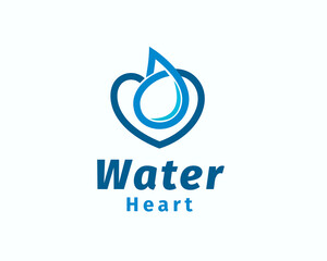water drop love heart line art logo symbol design template illustration inspiration