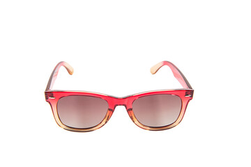 Colorful sunglasses on a dotted background. Eyewear top view with shadow. Trendy glasses isolated...