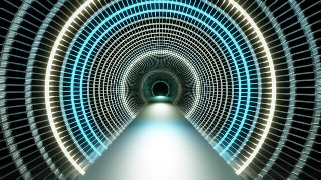 high speed vj loop in metal tunnel, quantum jump. High quality 4k footage