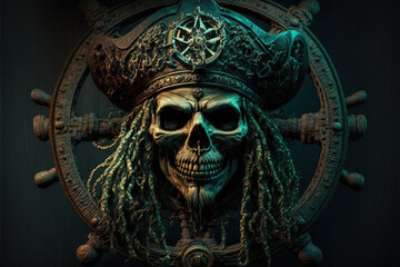 Obraz premium skull of a scary pirate with black hat well detailed
