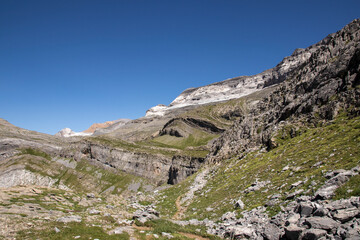 Landscape in the Spanish Pyrenees of Aragon in the national park of Ordesa