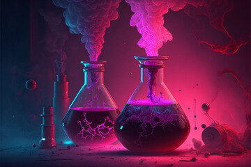 Pink Love Potions in a Chemistry Lab Generative AI