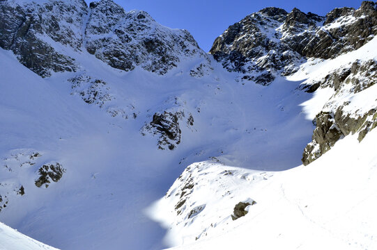 Zawrat, Tatry, zima, śnieg, g&oacute;ra, krajobraz, niebo, TPN, 