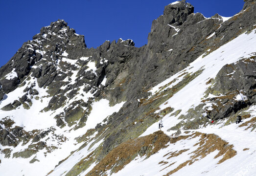Zawrat, Tatry, zima, śnieg, g&oacute;ra, krajobraz, niebo, TPN, 