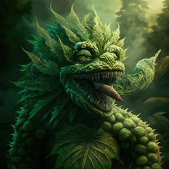 Fotobehang Cannabis monster, zombie, blunt weed flower bud cannabis marijuana, Generative AI © Snowboy