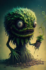 Cannabis monster, zombie, blunt weed flower bud cannabis marijuana, Generative AI - obrazy, fototapety, plakaty