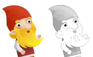 cartoon scene with colorful funny dwarf illustration