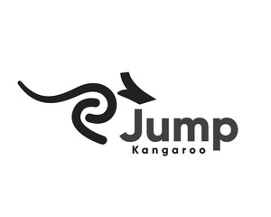 simple line art kangaroo jump logo icon symbol design template illustration inspiration