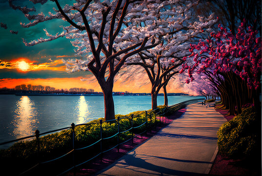 Cherry Blossoms In Washington DC Tidal Basin