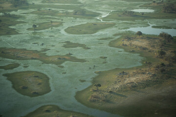 A bird's eye view of the Okavango Delta in Botswana, Africa 