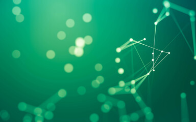 Abstract background. Molecules technology with polygonal shapes, connecting dots and lines. Connection structure. Big data visualization.