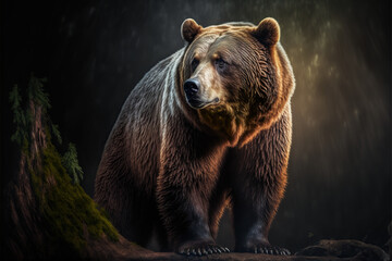 Obraz premium a big brown bear in its habitat