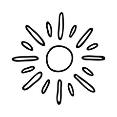 Hand drawn abstract sun symbol. Summer doodle. Single vector element for design