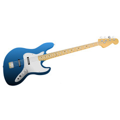 vector design illustration of a blue electric guitar bass, isolated on white background 