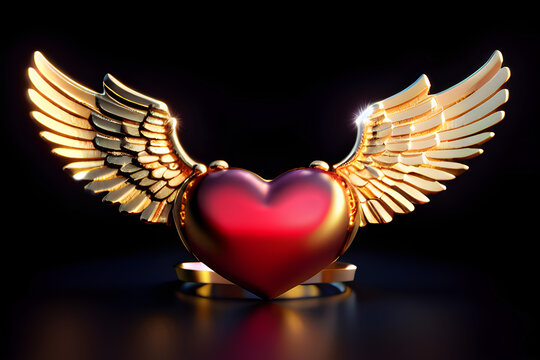heart and golden wings, digital art, made by generative AI