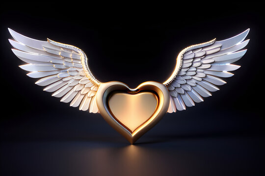 gold heart with wings made by generative AI