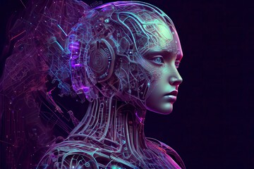 Obraz premium Artificial intelligence in a humanoid cyborg