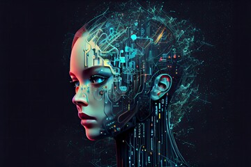 Obraz premium Artificial intelligence in a humanoid cyborg